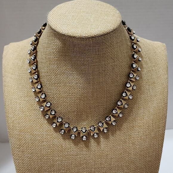 J. Crew 17" Brutalist Rhinestone stunning Crystal Runway‎ Statement Necklace - Picture 2 of 7